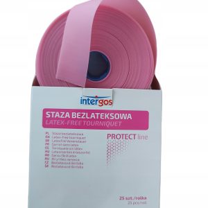 Staza jednorazowa gumowa bezlateksowa uciskowa różowa 25 szt