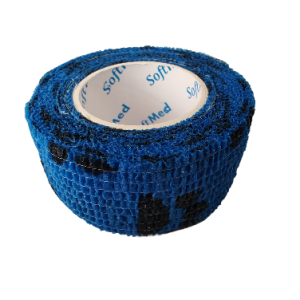 Bandaż kohezyjny samoprzylepny 2,5cm x 4,5m niebieskie łapki